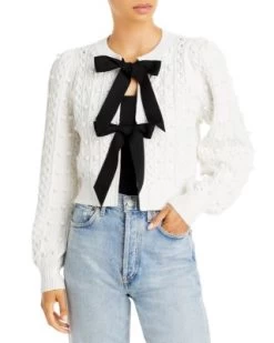 Kitty Bow Tie Cardigan - Alice And Olivia