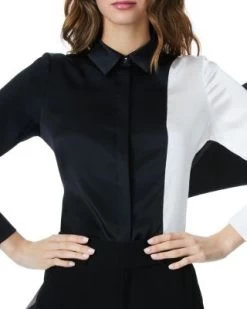 Willa Combo Placket Shirt - Alice And Olivia -Alice And Olivia 11894316 fpx