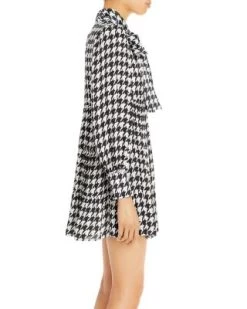 Rowen Houndstooth Bow Mini Dress - 150th Anniversary Exclusive - Alice And Olivia -Alice And Olivia 12236008 fpx