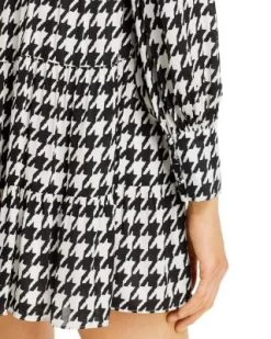 Rowen Houndstooth Bow Mini Dress - 150th Anniversary Exclusive - Alice And Olivia -Alice And Olivia 12236010 fpx