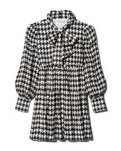 Rowen Houndstooth Bow Mini Dress - 150th Anniversary Exclusive - Alice And Olivia -Alice And Olivia 12236012 fpx