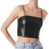 Pearle Vegan Leather Spaghetti Strap Top - Alice And Olivia