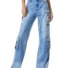 Cay High Rise Wide Leg Baggy Cargo Jeans In Brea Blue - Alice And Olivia -Alice And Olivia 12583821 fpx