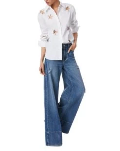 Embellished Cutout Shirt - Alice And Olivia -Alice And Olivia 12695328 fpx