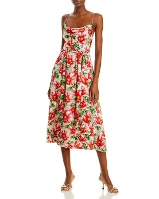 Samantha Belted Floral Print Midi Dress - Alice And Olivia 3 Samantha Belted Floral Print Midi Dress - Alice And Olivia