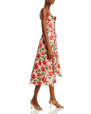 Samantha Belted Floral Print Midi Dress - Alice And Olivia 7 Samantha Belted Floral Print Midi Dress - Alice And Olivia - Image 5
