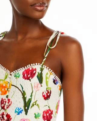 Rosette Eyelet Tulip Print Mini Dress - Alice And Olivia 5 Rosette Eyelet Tulip Print Mini Dress - Alice And Olivia - Image 3