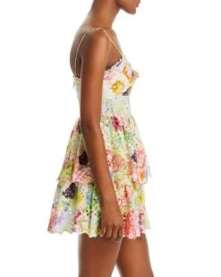 Printed Eyelet Tiered Fit And Flare Dress - Alice And Olivia -Alice And Olivia 12805289 fpx