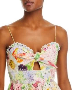 Printed Eyelet Tiered Fit And Flare Dress - Alice And Olivia -Alice And Olivia 12805303 fpx