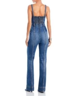 Melody Braided Strap Denim Jumpsuit - Alice And Olivia -Alice And Olivia 13001662 fpx