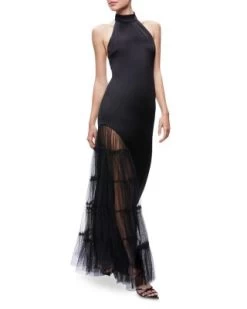 Ryn Slit Tulle Panel Gown - Alice And Olivia -Alice And Olivia 13008447 fpx