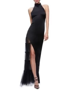 Ryn Slit Tulle Panel Gown - Alice And Olivia -Alice And Olivia 13008448 fpx