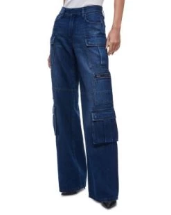 Cay High Rise Cargo Wide Leg Jeans In Lovetrain - Alice And Olivia