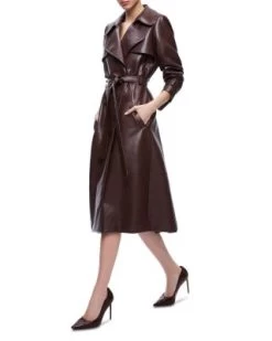Elicia Faux Leather Trench Coat - Alice And Olivia -Alice And Olivia 13008498 fpx