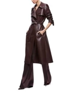 Elicia Faux Leather Trench Coat - Alice And Olivia -Alice And Olivia 13008499 fpx