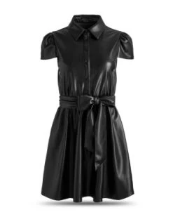 Carolyn Faux Leather Mini Shirt Dress - Alice And Olivia -Alice And Olivia 13008507 fpx