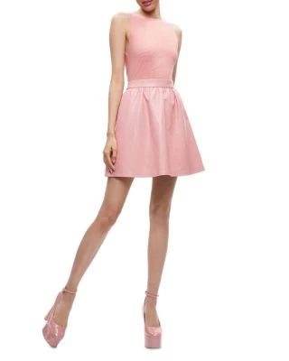 Chara Sleeveless Faux Leather & Mesh Mini Dress - Alice And Olivia 7 Chara Sleeveless Faux Leather & Mesh Mini Dress - Alice And Olivia - Image 5