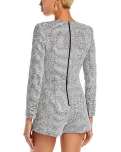 Shiloh Patch Pocket Houndstooth Romper - Alice And Olivia -Alice And Olivia 13030511 fpx