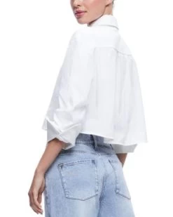 Finely Cropped Oversized Button Down Shirt - Alice And Olivia -Alice And Olivia 13042873 fpx