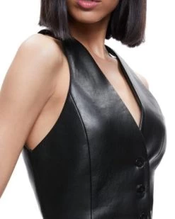 Donna Faux Leather Vest - Alice And Olivia -Alice And Olivia 13050454 fpx