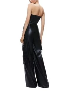 Emelda Faux Leather Strapless Cargo Jumpsuit - Alice And Olivia -Alice And Olivia 13053112 fpx