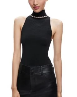 Annalee Faux Pearl Embellished Sleeveless Top - Alice And Olivia