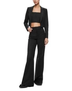 Mya Cropped Pinstripe Blazer - Alice And Olivia -Alice And Olivia 13053159 fpx
