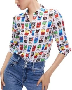 Willa Silk Button Down Blouse - Alice And Olivia -Alice And Olivia 13054978 fpx