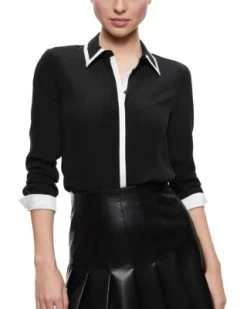 Willa Two Tone Blouse - Alice And Olivia -Alice And Olivia 13054990 fpx