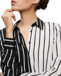 Willa Striped Two Tone Blouse - Alice And Olivia -Alice And Olivia 13055006 fpx