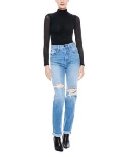 Clarinda Sheer Sleeve Mesh Bodysuit - Alice And Olivia -Alice And Olivia 13055251 fpx