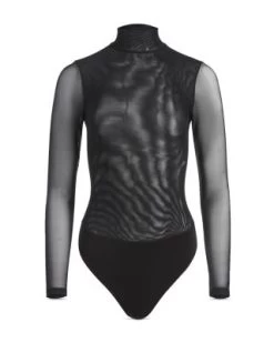 Clarinda Sheer Sleeve Mesh Bodysuit - Alice And Olivia -Alice And Olivia 13055262 fpx