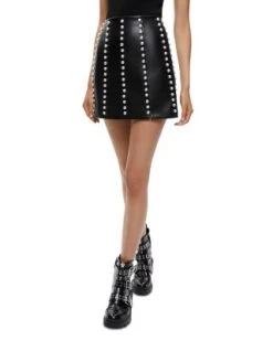 Lecia Embellished Faux Leather Mini Skirt - Alice And Olivia -Alice And Olivia 13073160 fpx