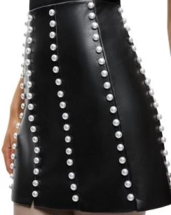 Lecia Embellished Faux Leather Mini Skirt - Alice And Olivia -Alice And Olivia 13073165 fpx