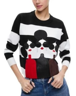 Gleeson Stace Face Appliqué Sweater - Alice And Olivia