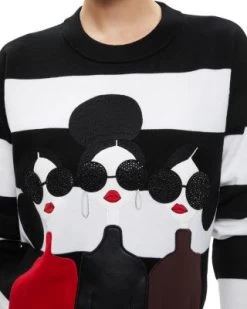 Gleeson Stace Face Appliqué Sweater - Alice And Olivia -Alice And Olivia 13073460 fpx