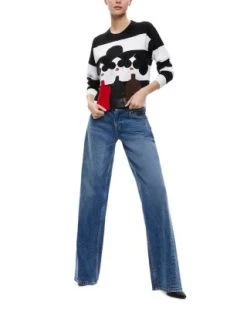 Gleeson Stace Face Appliqué Sweater - Alice And Olivia -Alice And Olivia 13073461 fpx