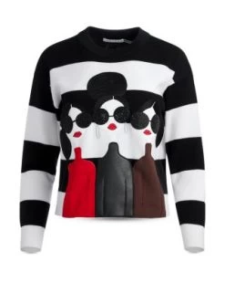Gleeson Stace Face Appliqué Sweater - Alice And Olivia -Alice And Olivia 13073487 fpx