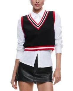 Orly Tipped Sweater Vest & Top - Alice And Olivia -Alice And Olivia 13073495 fpx