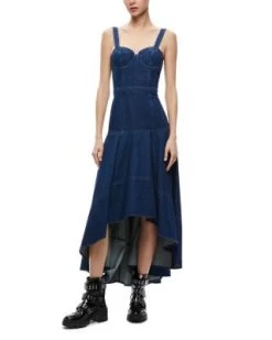 Donella Denim Bustier High/Low Dress - Alice And Olivia