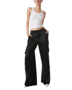 Joette Satin Wide Leg Cargo Pants - Alice And Olivia -Alice And Olivia 13075540 fpx