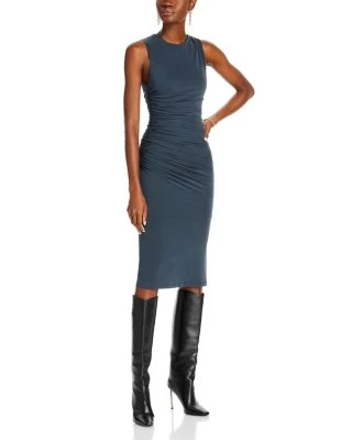 Derika Ruched Midi Dress - Alice And Olivia 3 Derika Ruched Midi Dress - Alice And Olivia