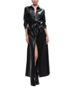 Chassidy Faux Leather Maxi Shirt Dress - Alice And Olivia