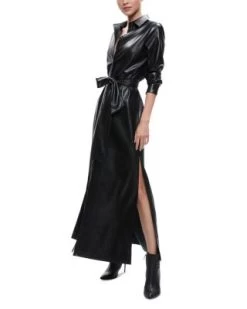 Chassidy Faux Leather Maxi Shirt Dress - Alice And Olivia -Alice And Olivia 13095371 fpx