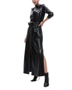 Chassidy Faux Leather Maxi Shirt Dress - Alice And Olivia -Alice And Olivia 13095372 fpx