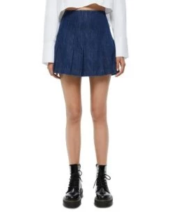 Carter Pleated Denim Mini Skirt - Alice And Olivia