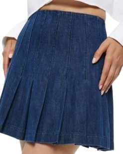 Carter Pleated Denim Mini Skirt - Alice And Olivia -Alice And Olivia 13103657 fpx