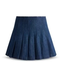 Carter Pleated Denim Mini Skirt - Alice And Olivia -Alice And Olivia 13103658 fpx