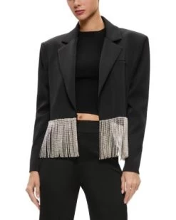 Crystal Fringe Cropped Blazer - Alice And Olivia