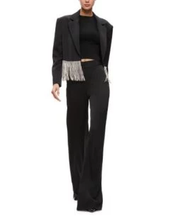 Crystal Fringe Cropped Blazer - Alice And Olivia -Alice And Olivia 13110597 fpx
